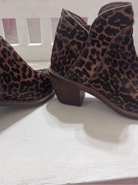 Roxy Leopard Print Ankle Booties in Brown